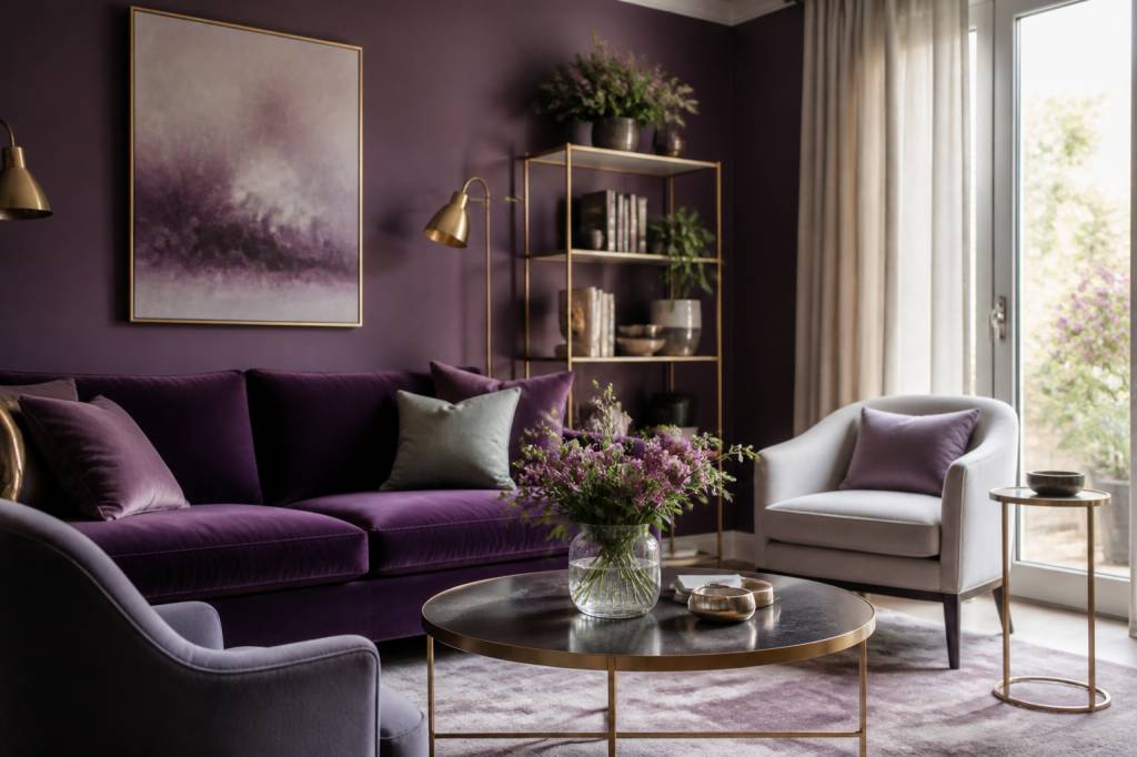Quelle couleur va avec le violet pour une décoration élégante et harmonieuse ?